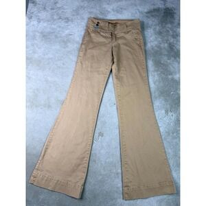 Spoon Jeans Bell Bottom Chino Pants Womens 5/37 Khaki Cotton Stretch Low Rise